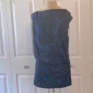 Helmet Lang Sleeveless Low Draped Back Shirt-Black & Blue- L- NWT
